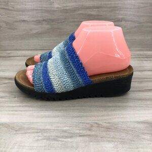 Sole Choice Sandals Women's 7.5 Blue Slide Wedge Slip On Shoes